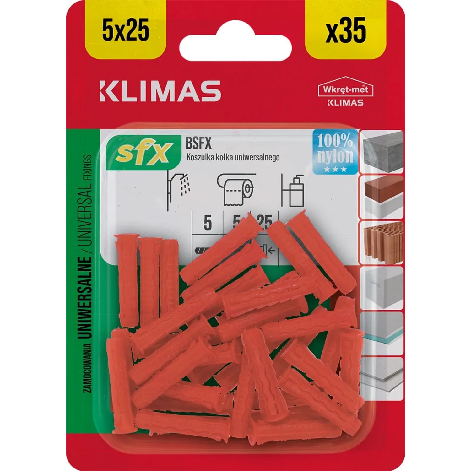 Wkręt-met Koszulka kołka uniwersalnego SFX do wszystkich podłoży 5x25