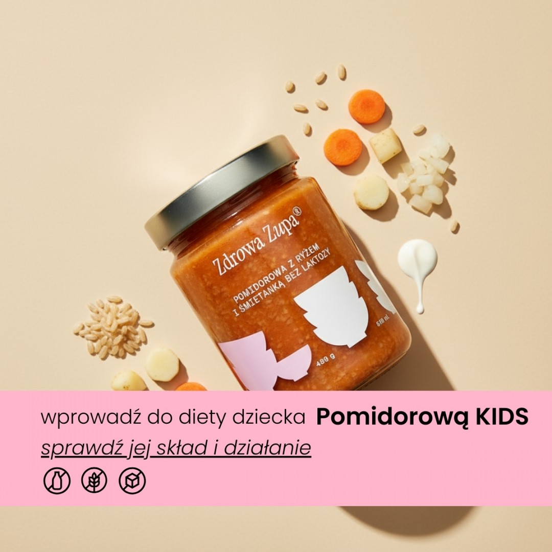 Pomidorowa z ryżem dla dzieci 540 ml (bez glutenu, bez laktozy, niska zawartość sodu, czysty skład 540 ml, do lodówki)