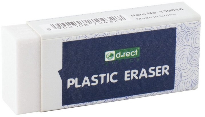 Gumka ołówkowa D.Rect Eraser, 56x23x12 mm, biały