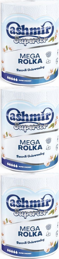 3x Ręcznik papierowy Cashmir Mega, 2-warstwowy, w roli, 1 rolka, biały