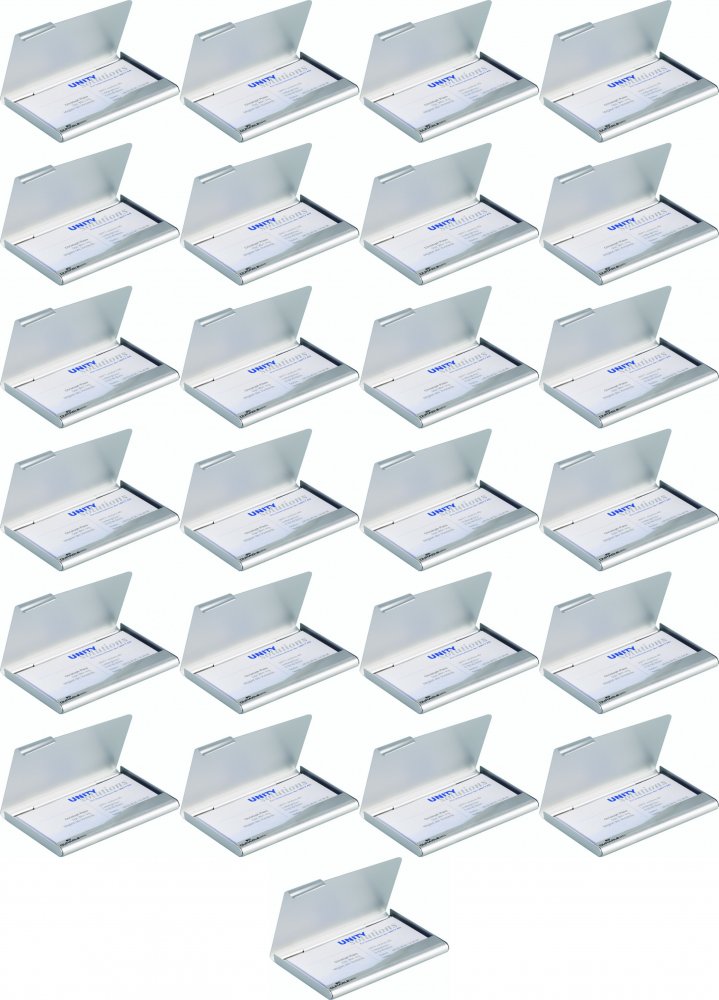 25x Wizytownik kieszonkowy Durable Business Card Box, na 20 wizytówek, srebrny