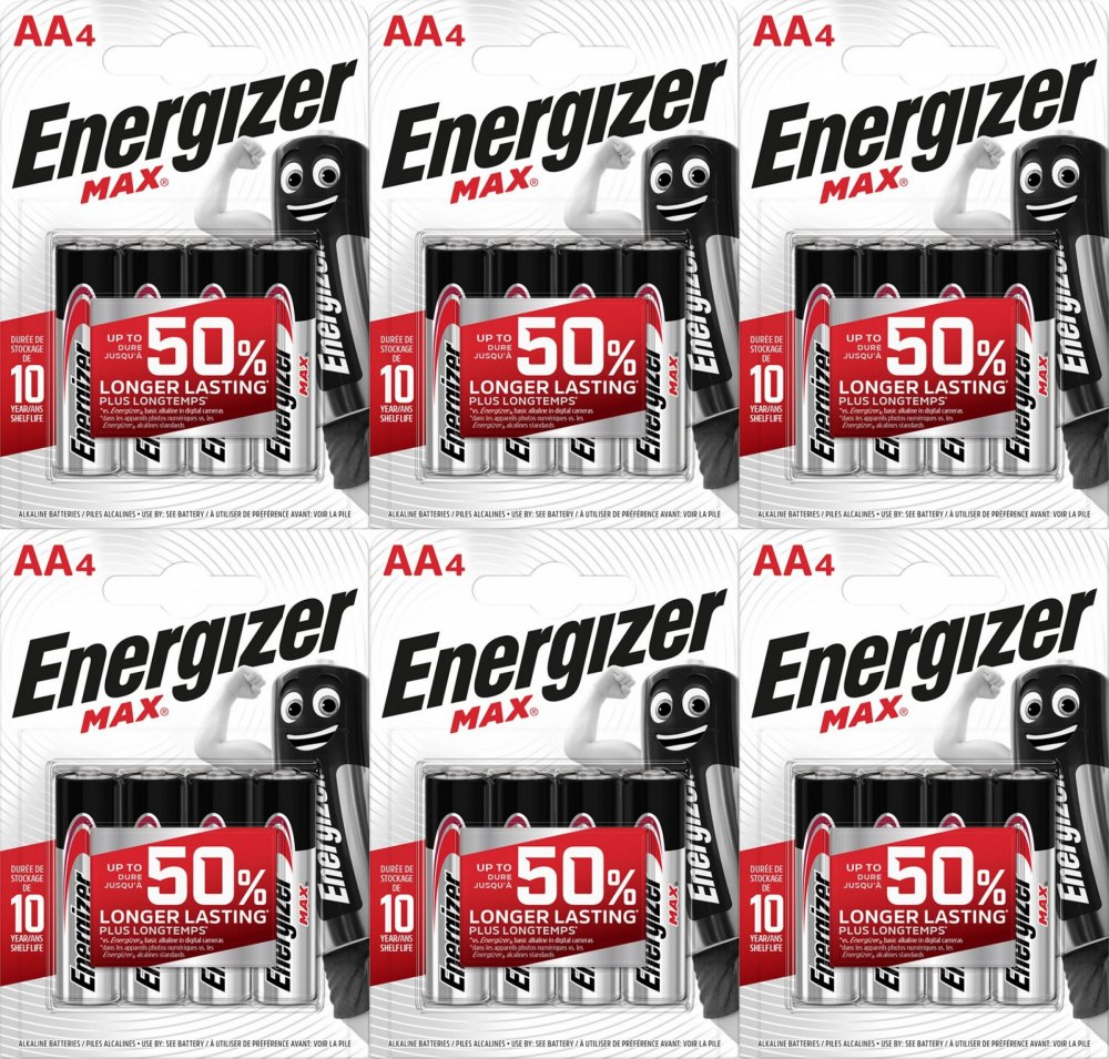 6x Bateria Energizer Max, AA, E91, 1.5V, 4 sztuki