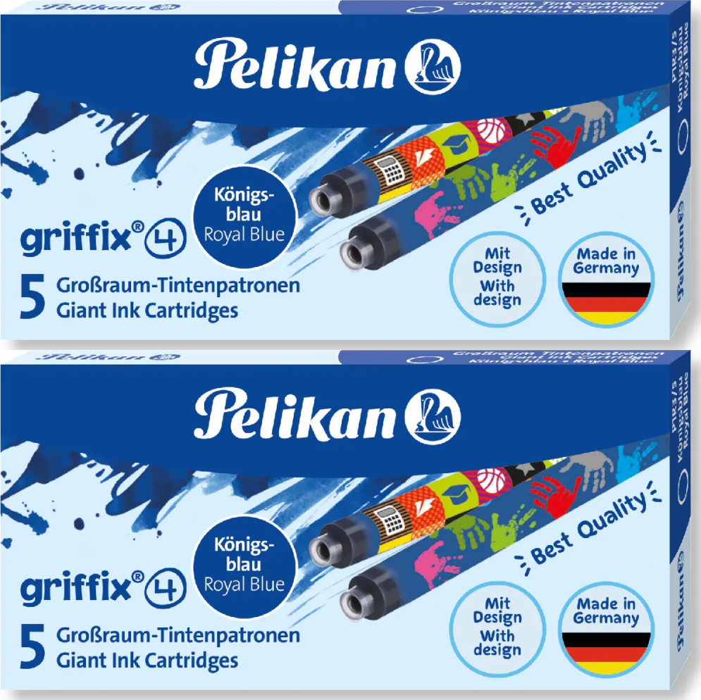 2x Naboje do pióra wiecznego Pelikan Griffix, niebieski, 5 sztuk