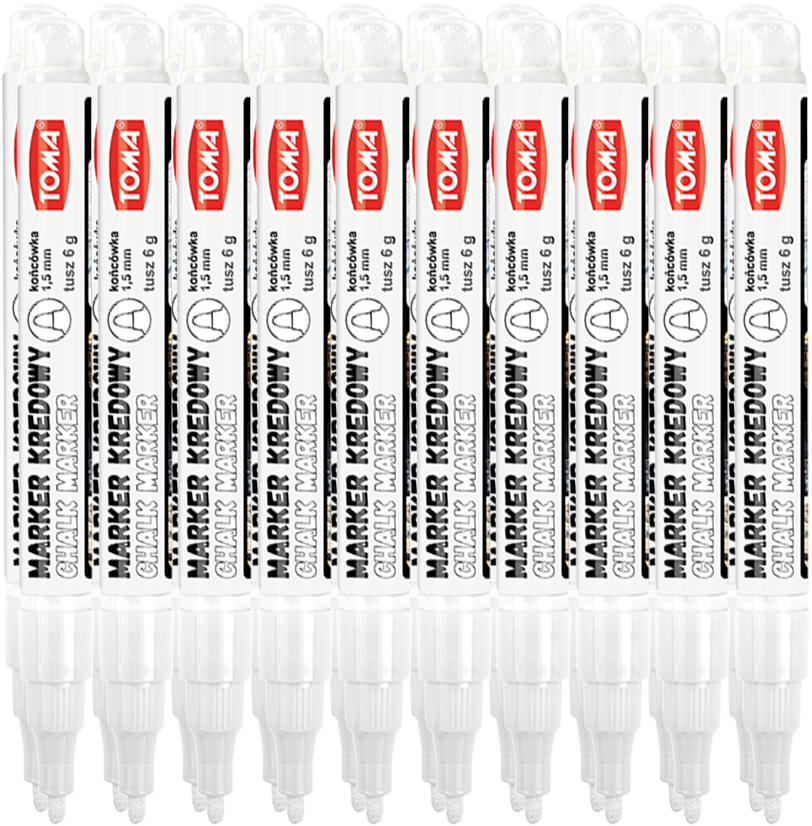 20x Marker kredowy Toma TO-293, okrągła, 1.5mm, 6g, biały