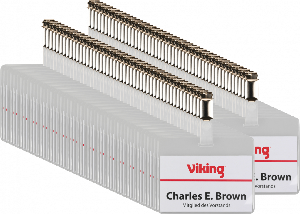 100x Identyfikator Viking, z klipsem, 90x60mm, przezroczysty