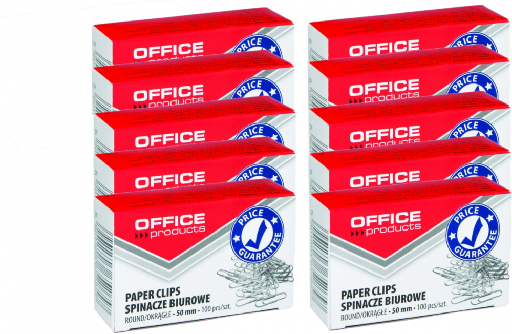 10x spinacz okrągły Office Produsts, 50mm, 100 sztuk, srebrny