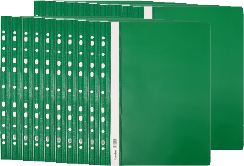 20x Skoroszyt plastikowy oczkowy Biurfol, twardy, A4, do 200 kartek, zielony