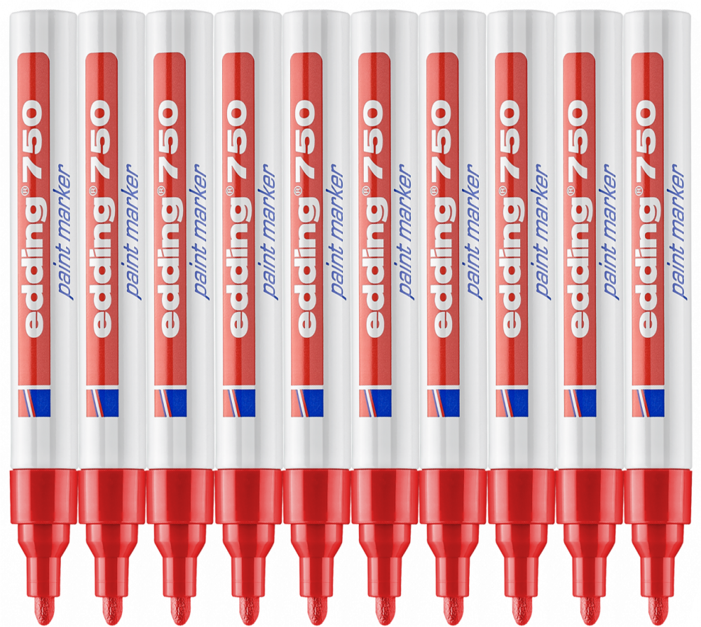 10x Marker olejowy edding 750, okrągła, 4mm czerwony