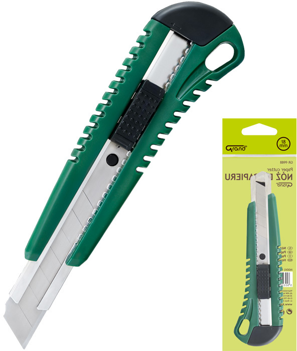 Nożyk z wymiennym ostrzem, blokadą i prowadnicą Grand GR-84/9988, 18mm, mix kolorów
