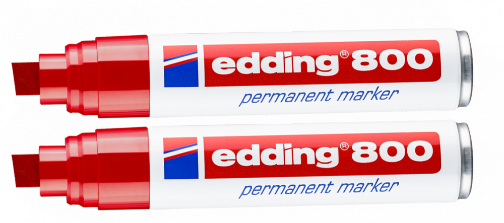 2x Marker permanentny edding 800, ścięta, 4-12mm, czerwony