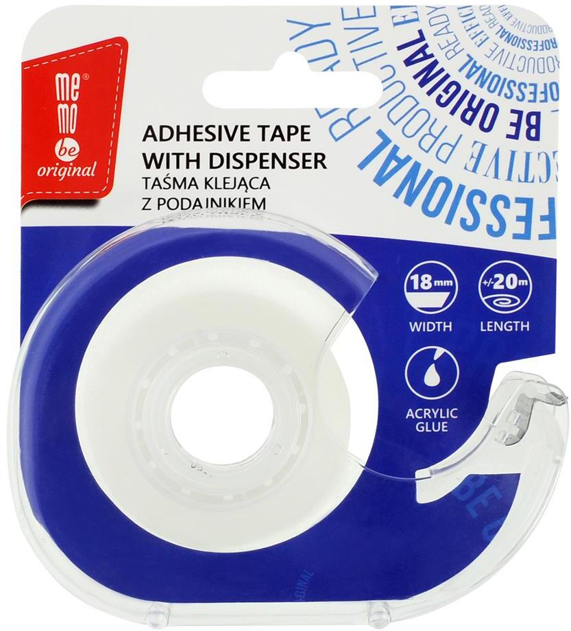 Taśma klejąca MemoBe, z podajnikiem, 18mmx20m, przezroczysty