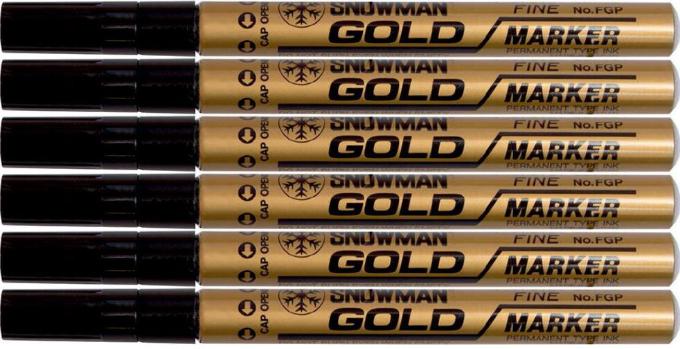 6x Marker olejowy Snowman, średni, okrągła, złoty