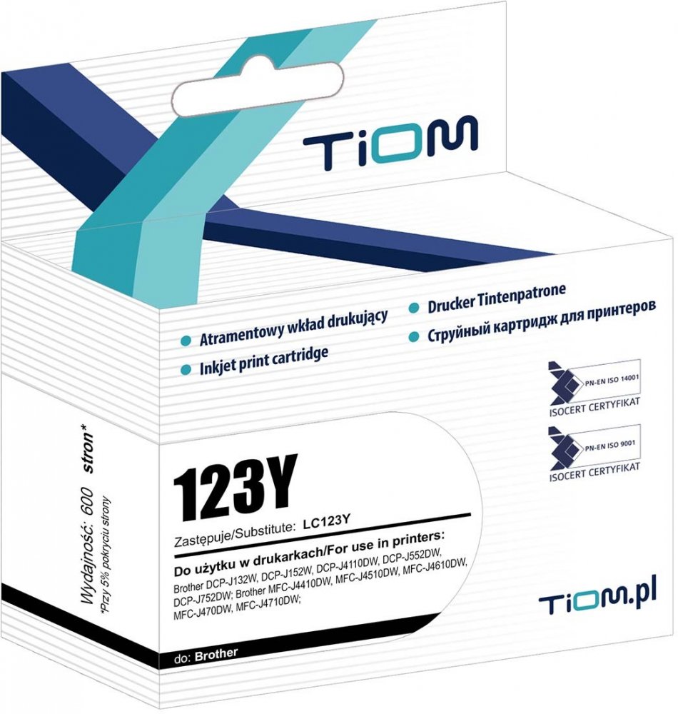 Tusz Tiom Ti-B123Y (LC123Y), 600 stron, yellow (żółty)