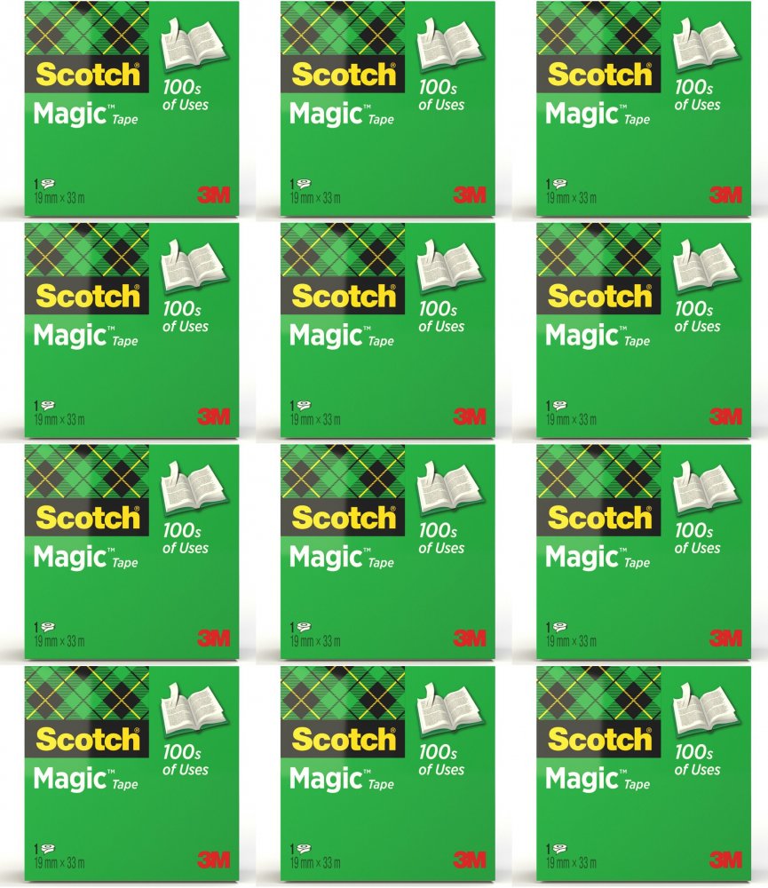 12x Taśma klejąca Scotch Magic 810, 19mmx33m,1 sztuka, przezroczysty matowy