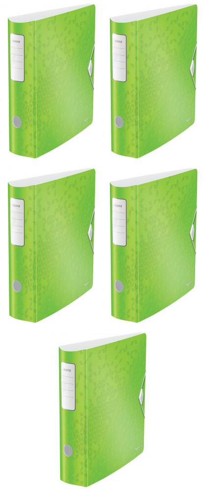 5x Segregator A4 Leitz 180° Active Wow, 82mm, do 500 kartek, zielony