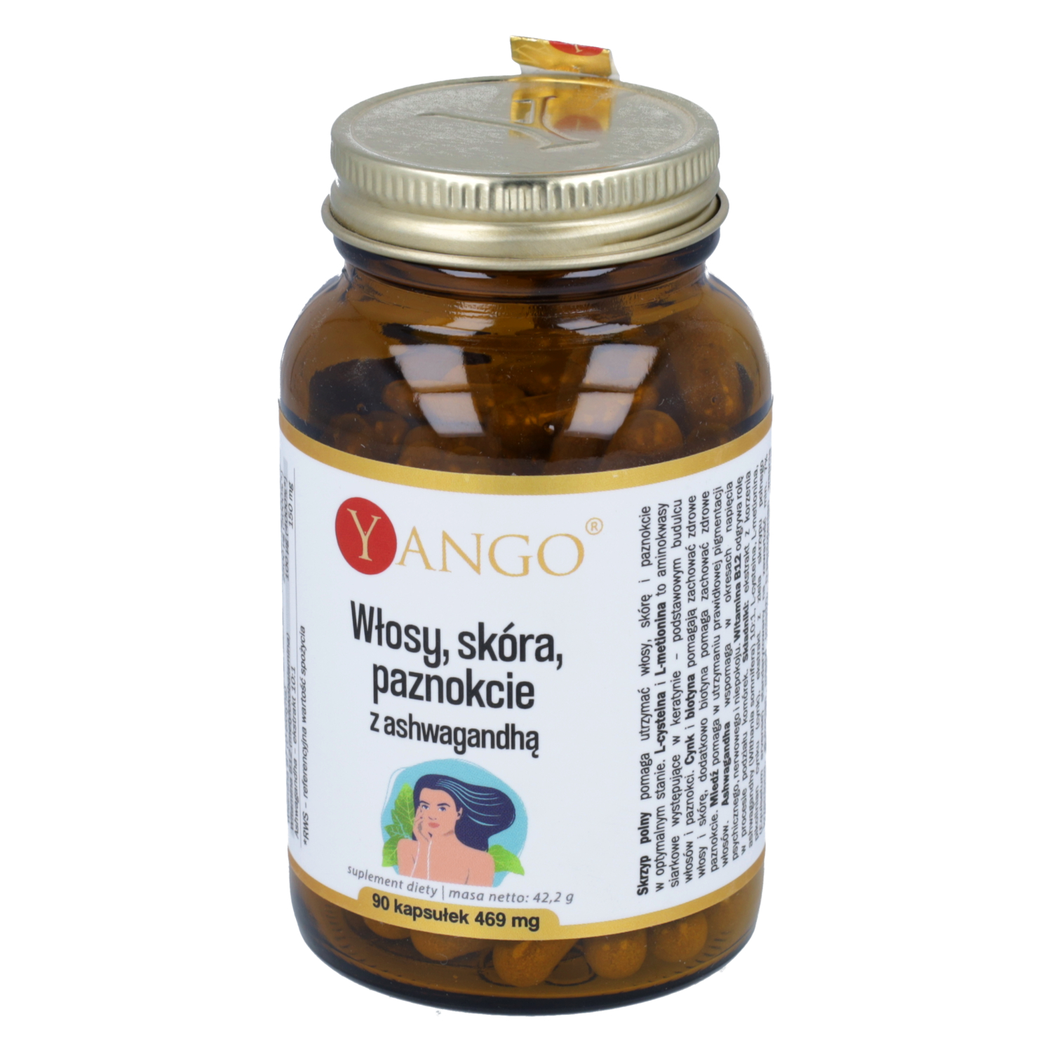 Yango włosy, skóra, paznokcie z ashwagandhą, 90 kapsułek