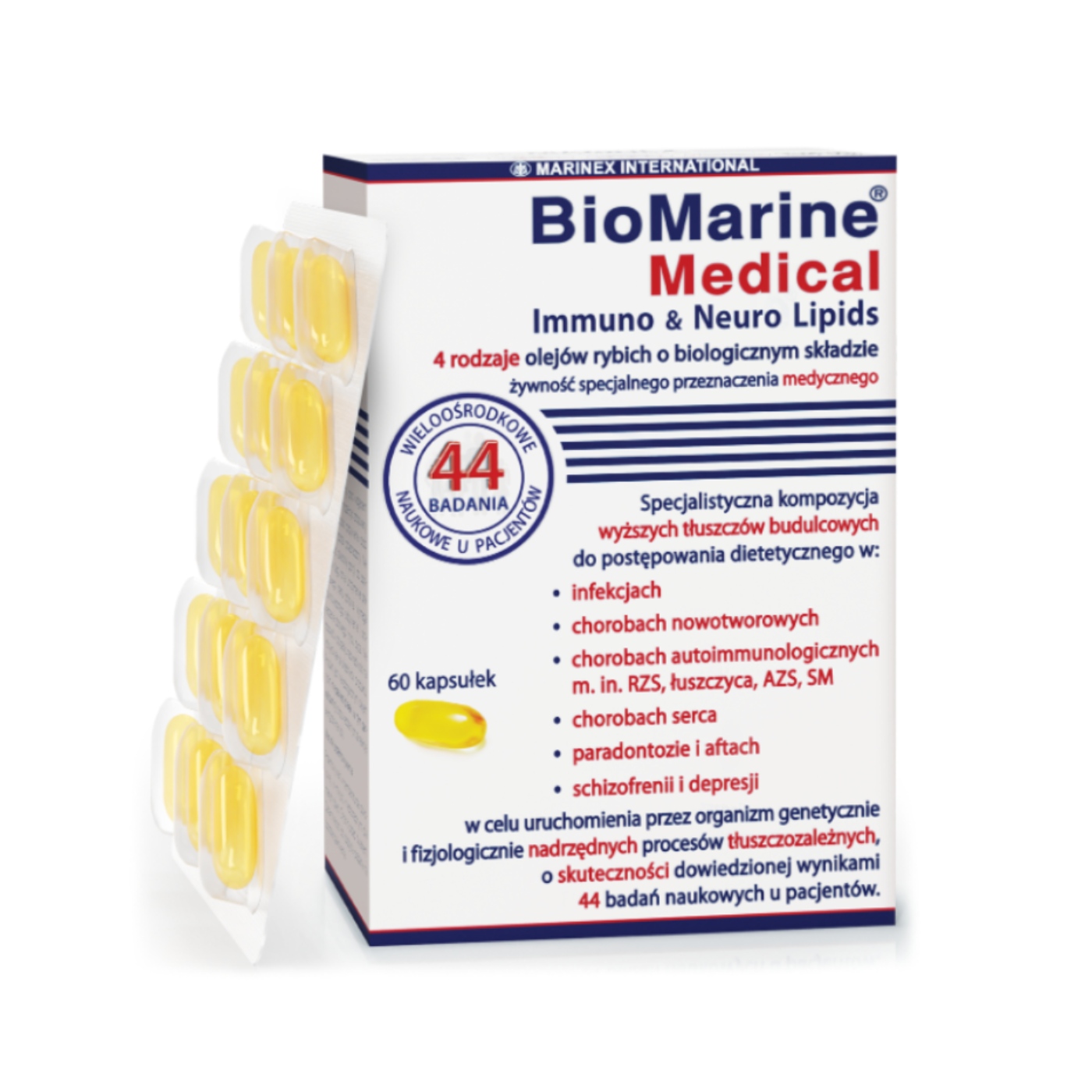 Biomarine medical immuno end neuro lipids, 60 kapsułek