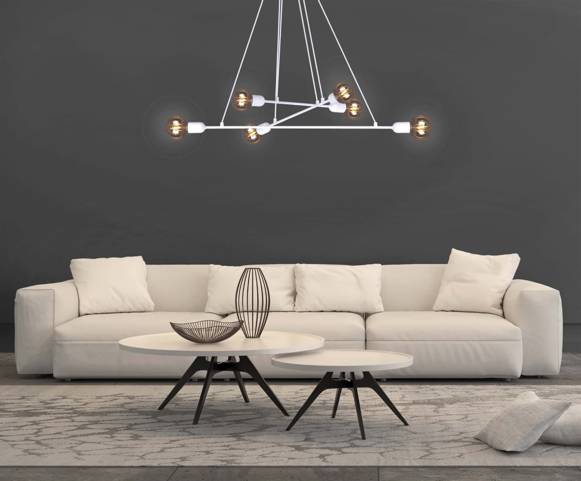 Kaja Sitya White lampa wisząca 6x60W biała K-4391