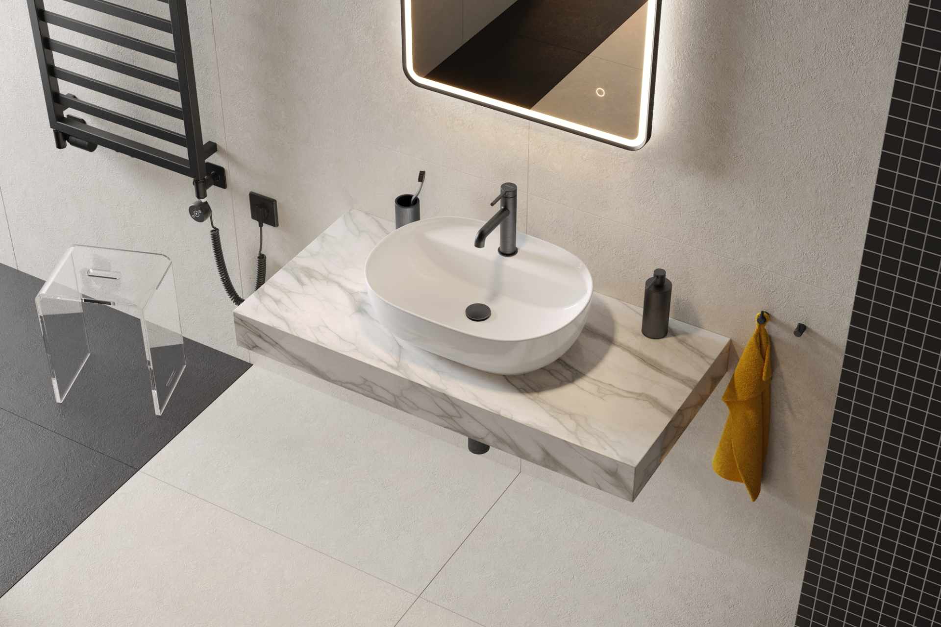 Excellent Delta Pi bateria umywalkowa stojąca grafit szczotkowany AREX.1211AB