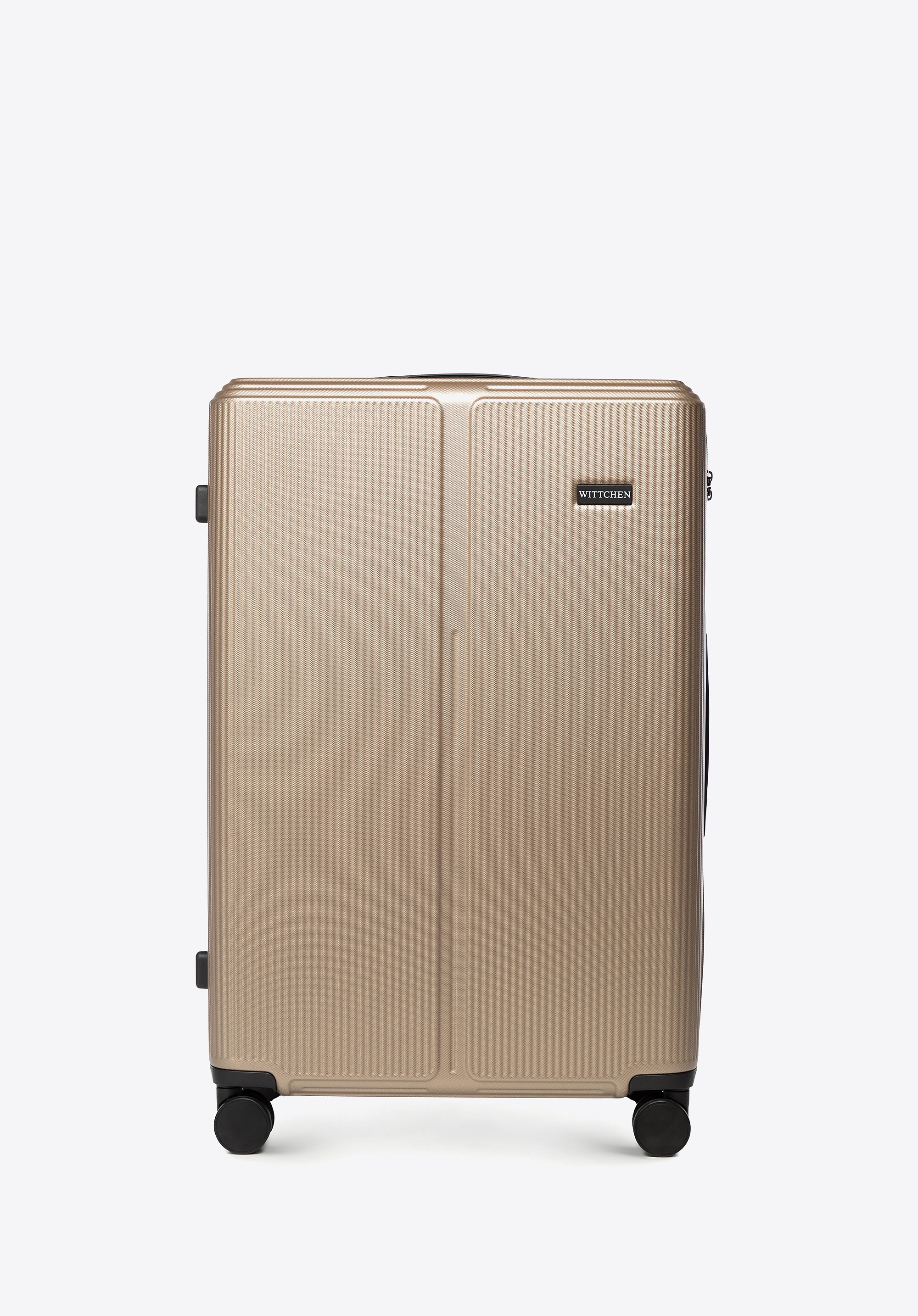 Duża walizka z ABS-u w drobne paski złota