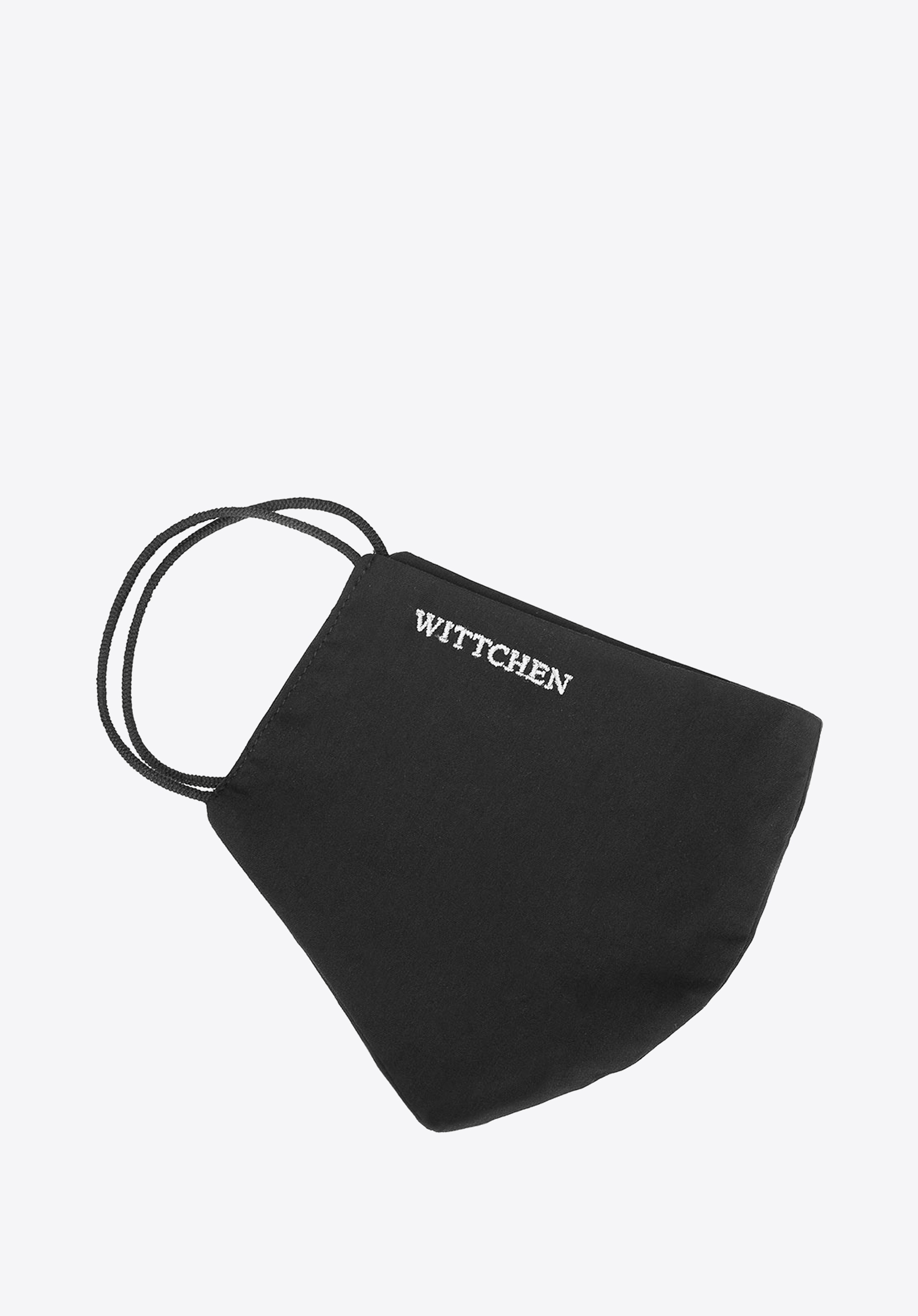 Maseczka bawełniana profilowana z białym logo czarna