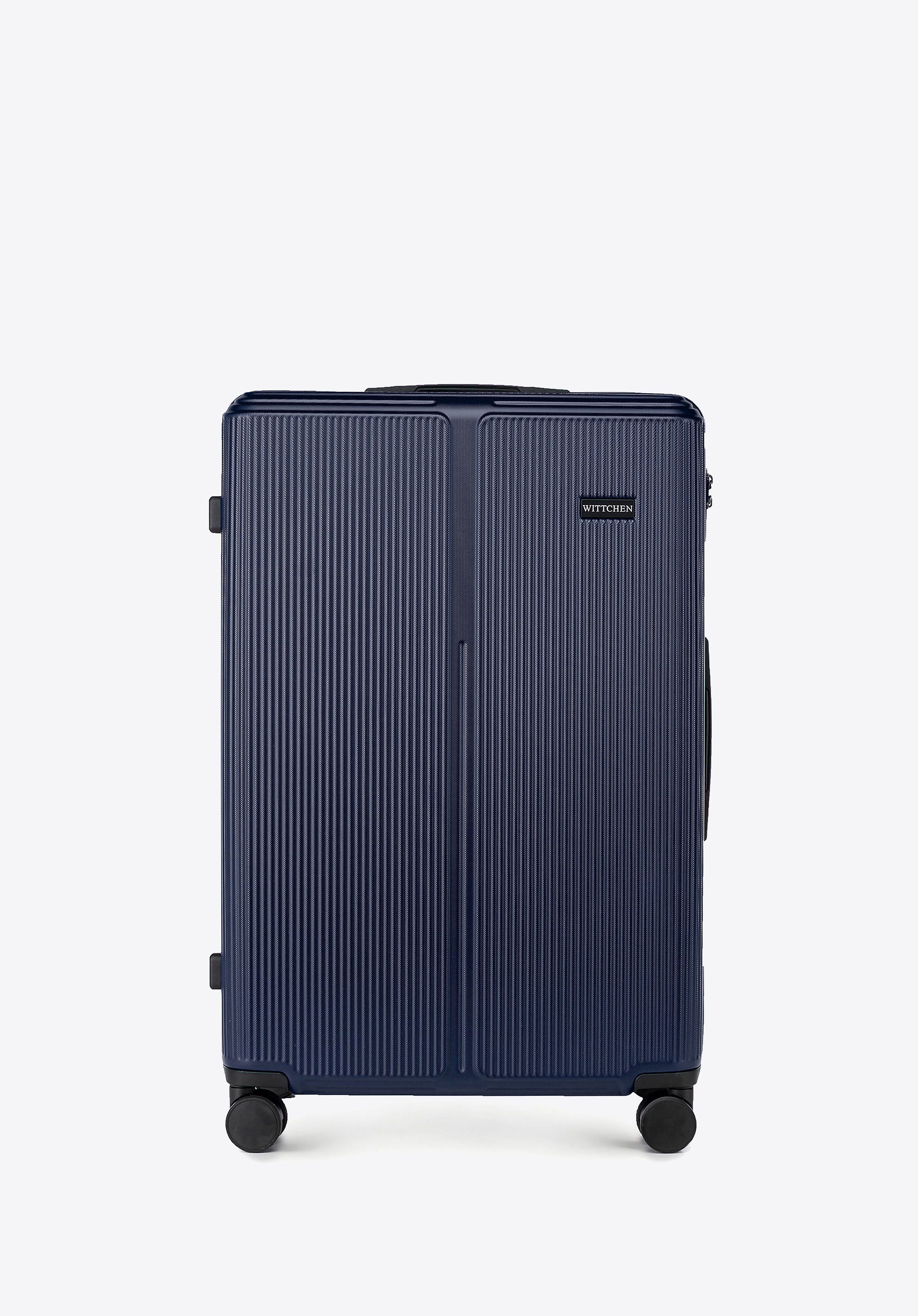 Duża walizka z ABS-u w drobne paski granatowa