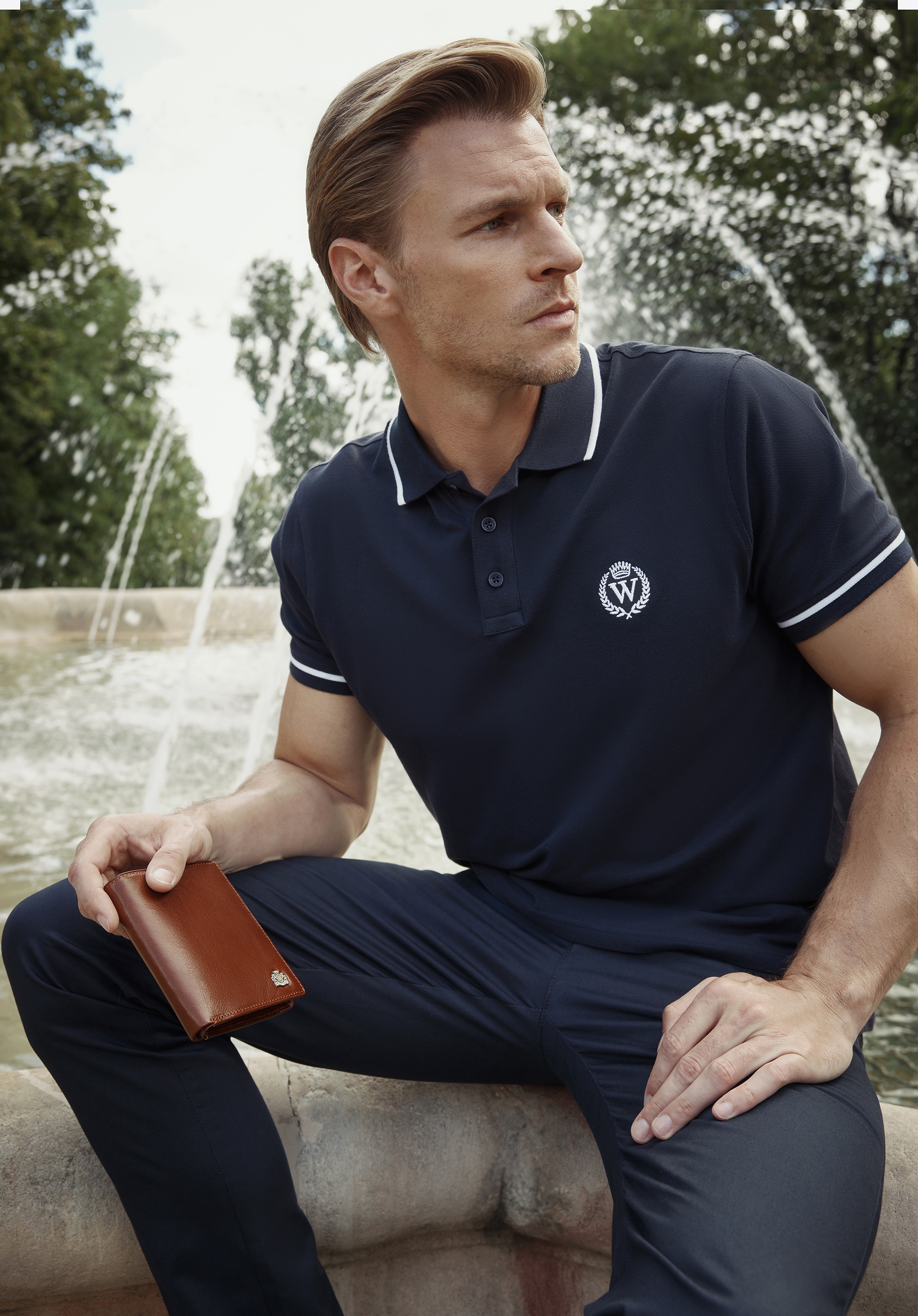 Męski portfel skórzany mały jasny brąz