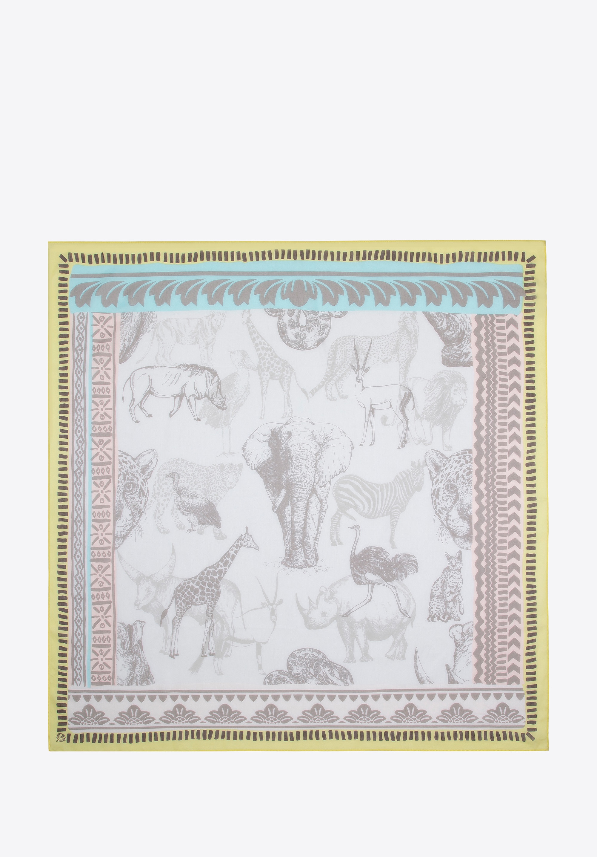 Damska chusta wzorzysta żółto - szara