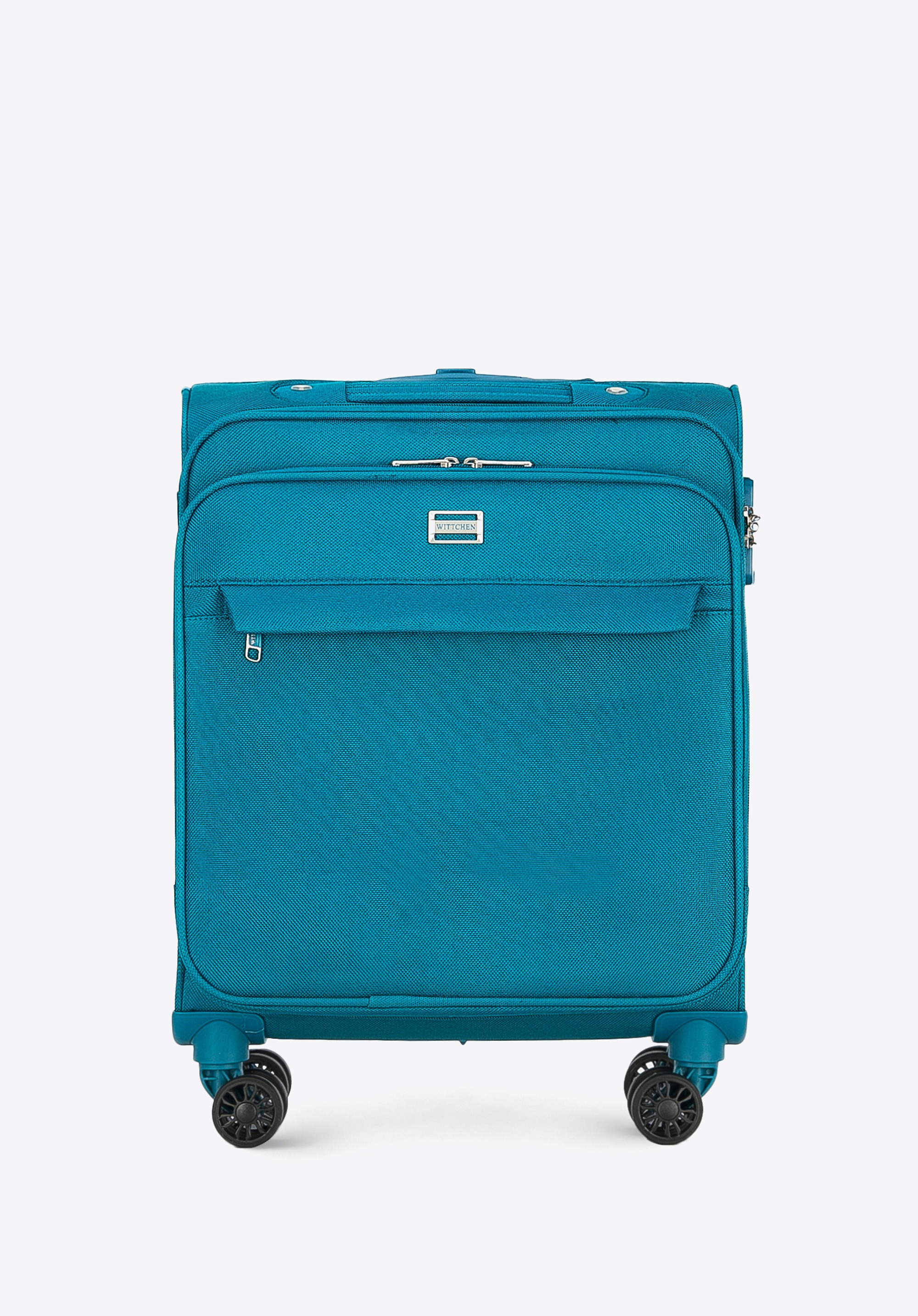 Mała walizka miękka jednokolorowa turkusowa