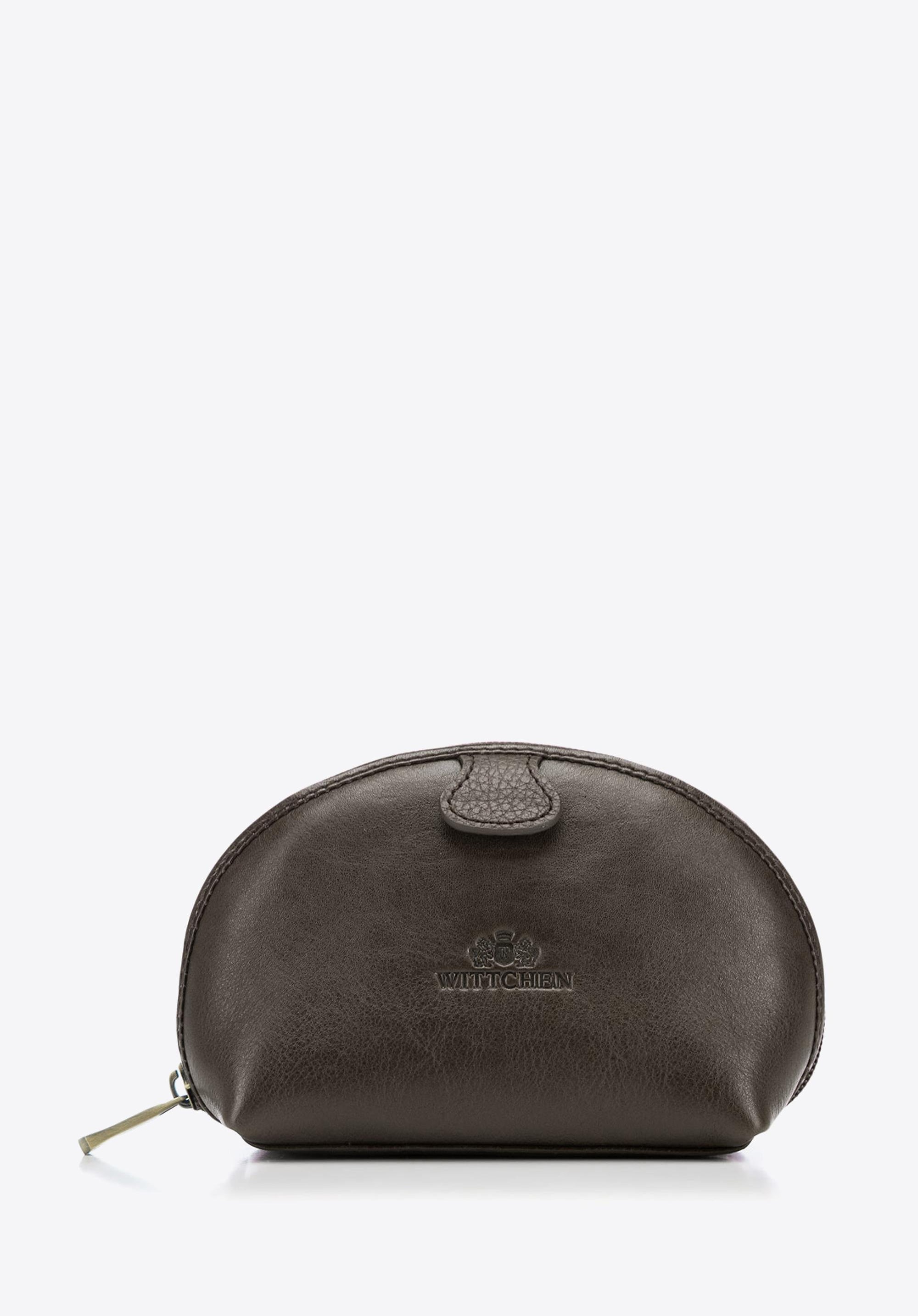 Damska kosmetyczka ze skóry licowej brązowa