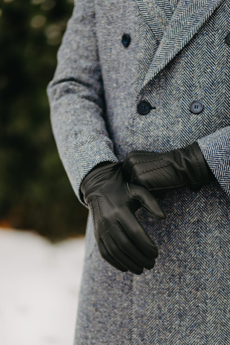 Rękawiczki ze skóry jelenia, czarne