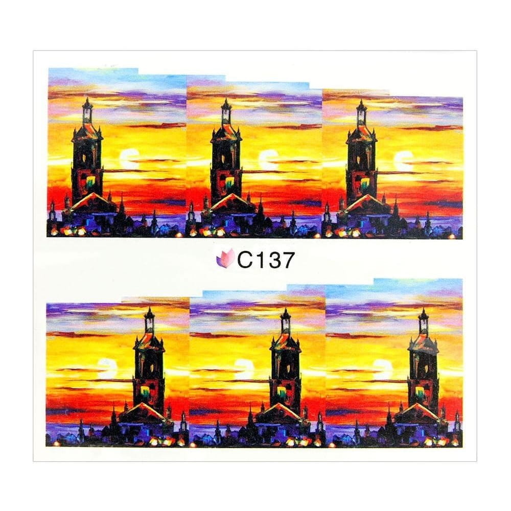 Naklejki wodne do paznokci arkusz 7 x 6,5 cm na 10 palców Nr c137