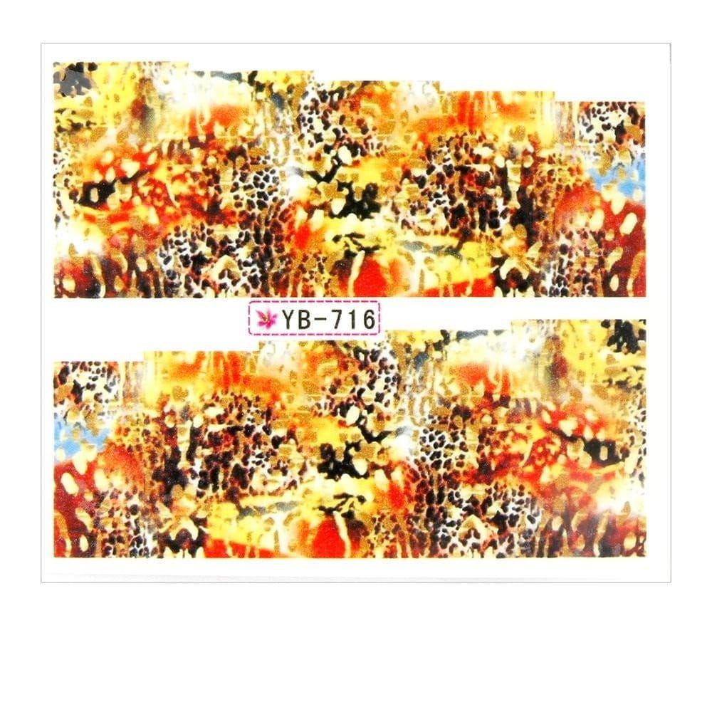 Naklejki wodne do paznokci arkusz 6,5 x 5,5 cm na 10 palców yb Nr 716