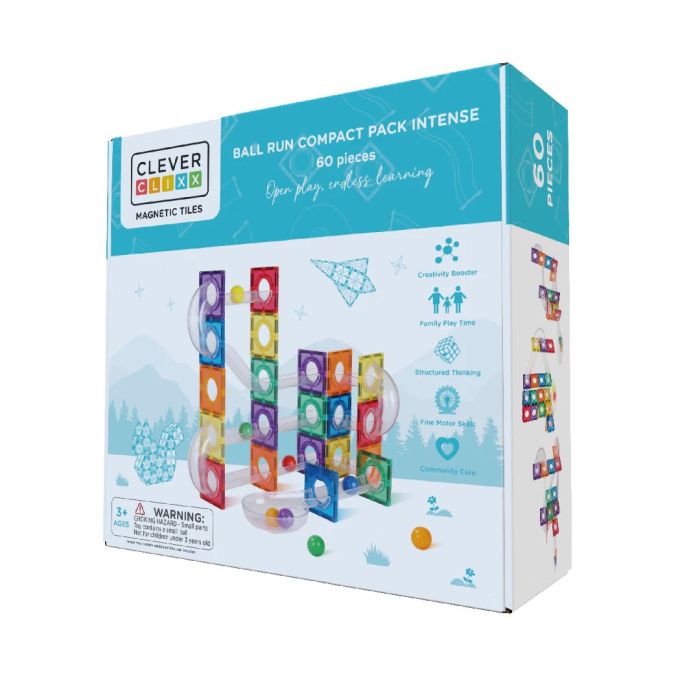 Cleverclixx Klocki magnetyczne Ball Run Compact Pack Intense - 60 el.