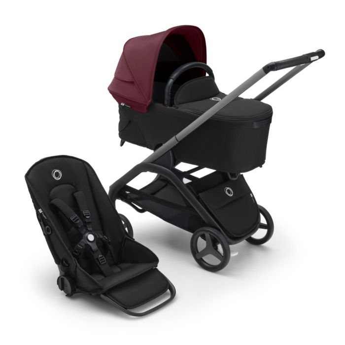 Bugaboo Dragonfly - wózek głęboko-spacerowy 2w1-Graphite-Dark Cherry-Midnight Black