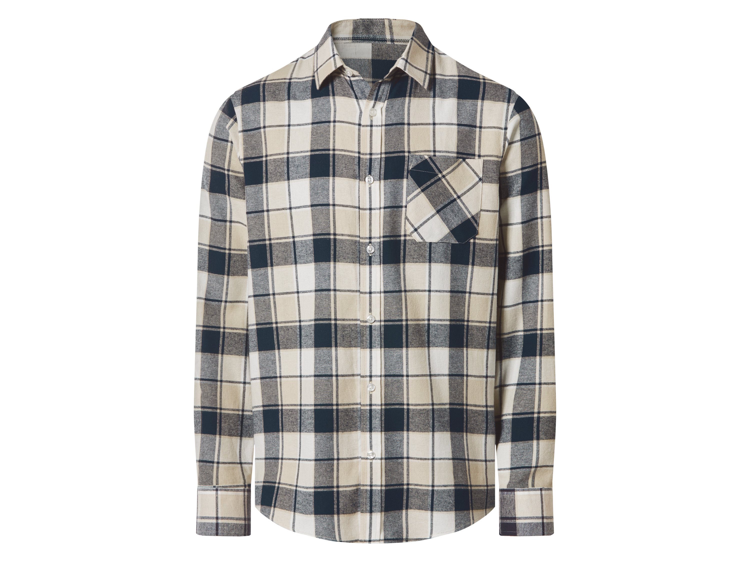 Esmara Men Koszula flanelowa męska z bawełną beżowy w kratkę, M39/40