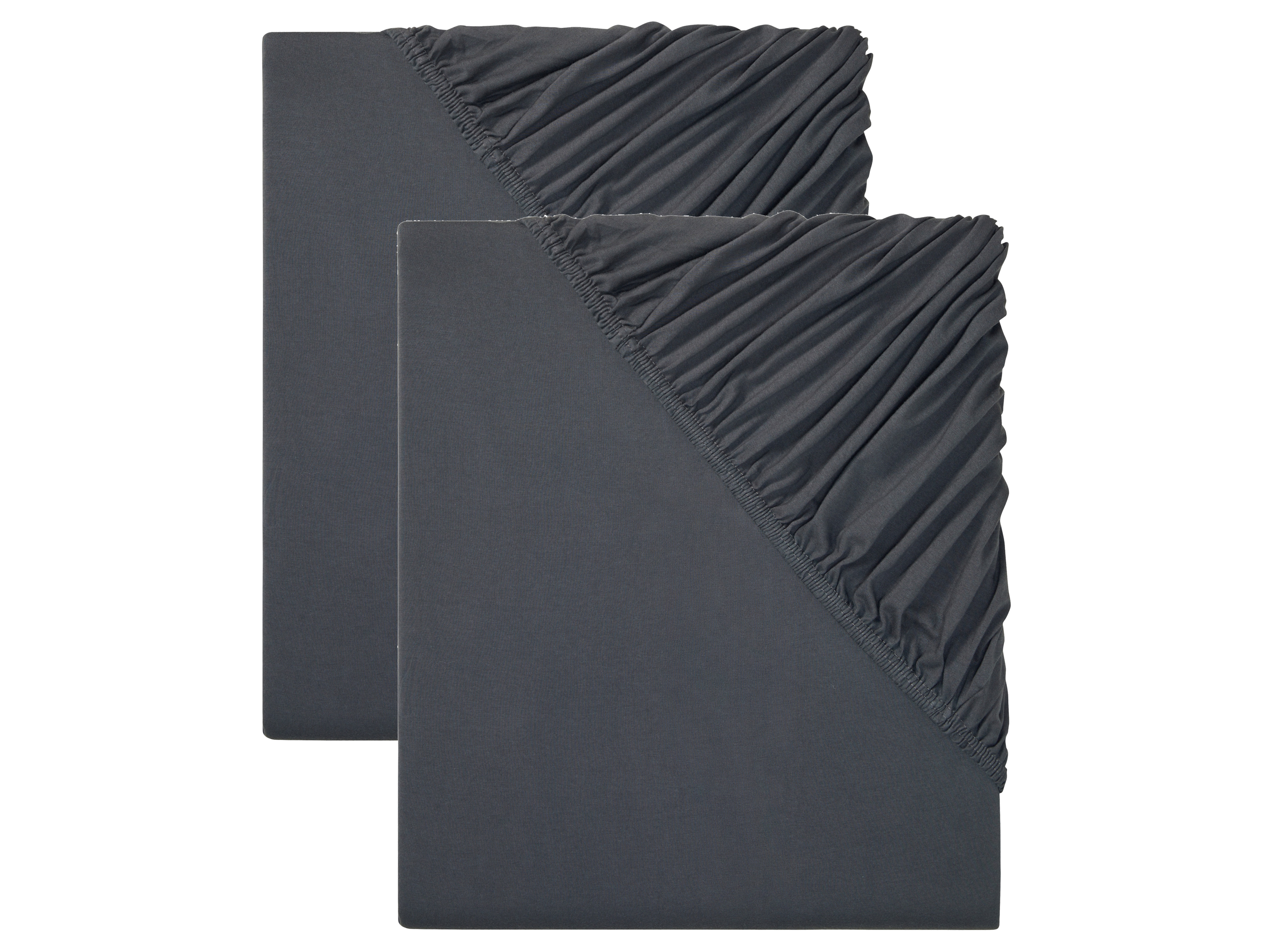 Livarno home Komplet prześcieradeł z dżerseju z gumką, 180-200 x 200 cm Ciemnoszary