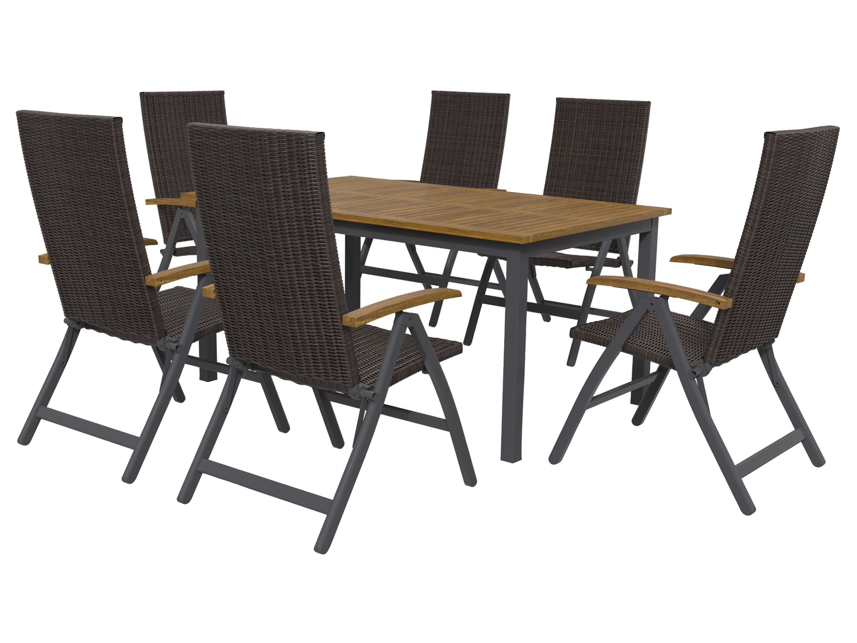 Livarno home Zestaw mebli ogrodowych z plecionki Valencia, stół i 6 foteli