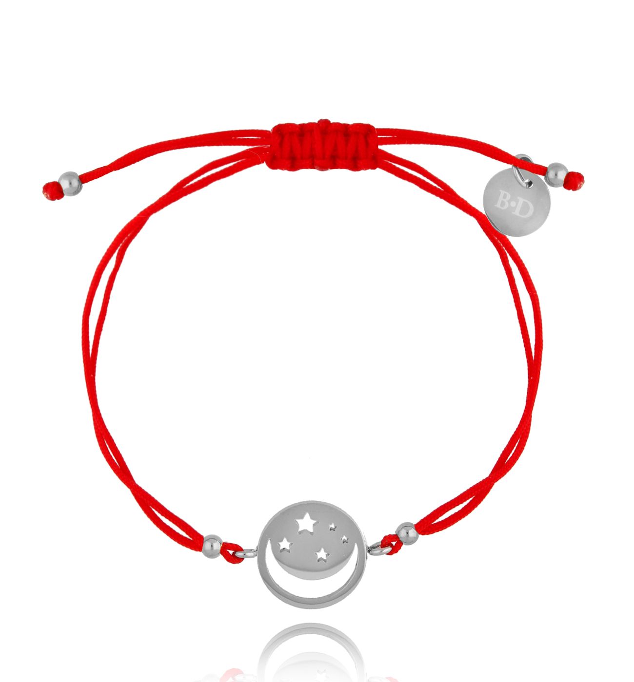 Bransoletka czerwono-srebrna z ażurowym księżycem Message BGL0560 - By Dziubeka