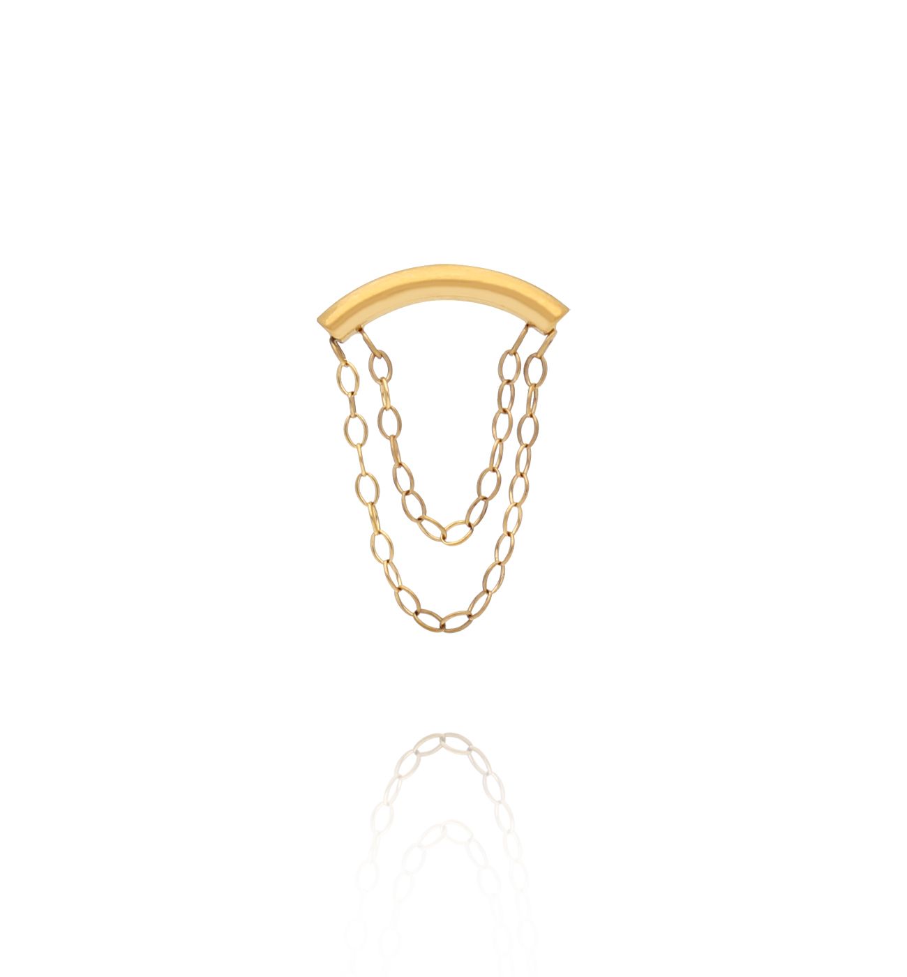 Kolczyk z łukiem i łańcuszkami złoty - By Dziubeka