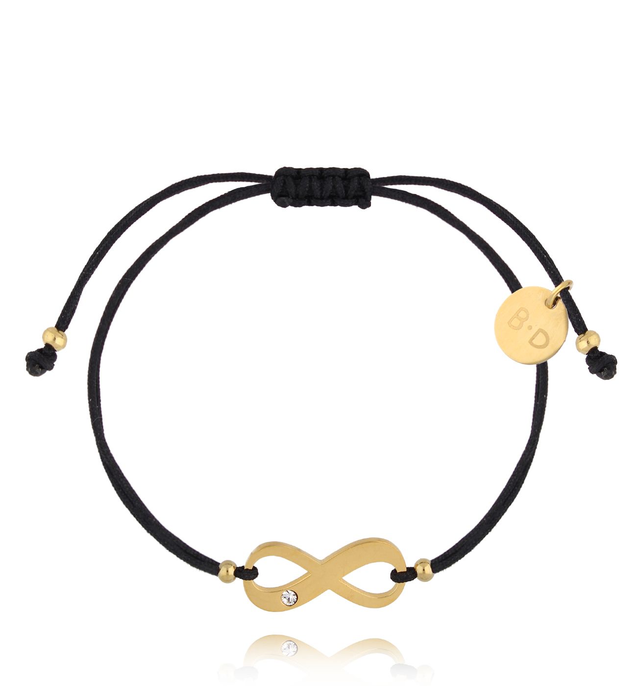 Bransoletka czarna ze złotą nieskończonością Infinity BGL0850 - By Dziubeka