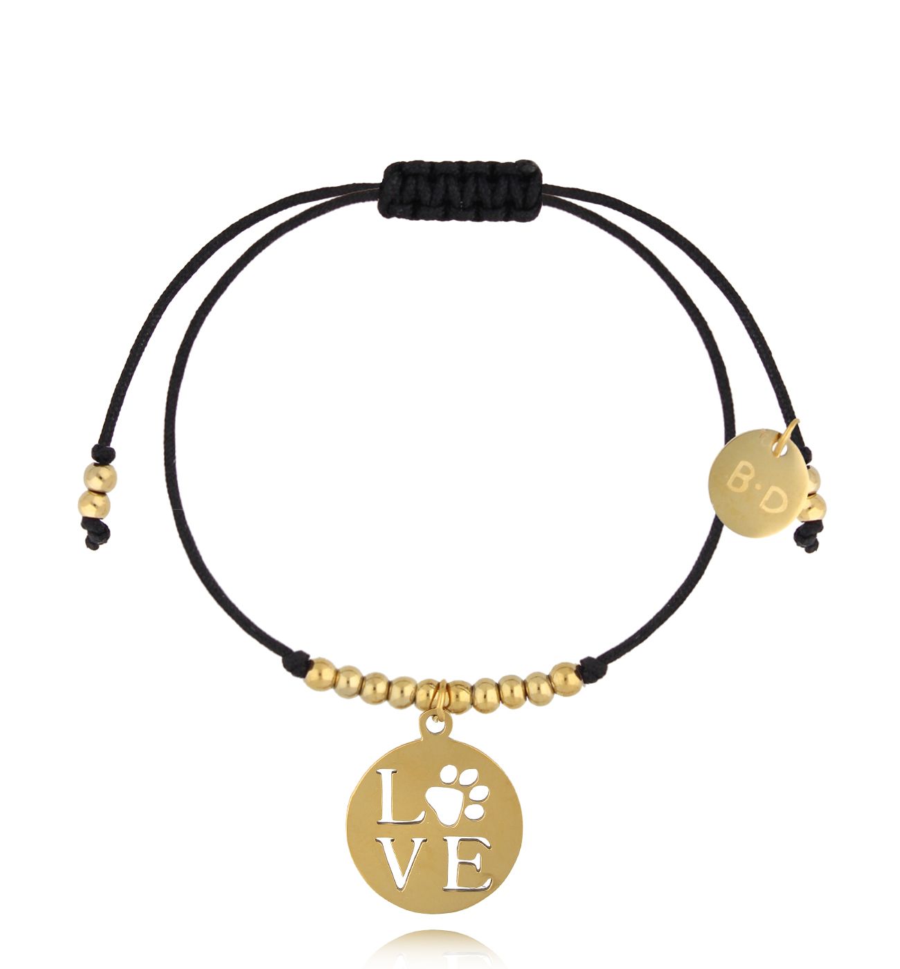 Bransoletka z czarnym sznurkiem i złotą zawieszką BGL1010 - By Dziubeka