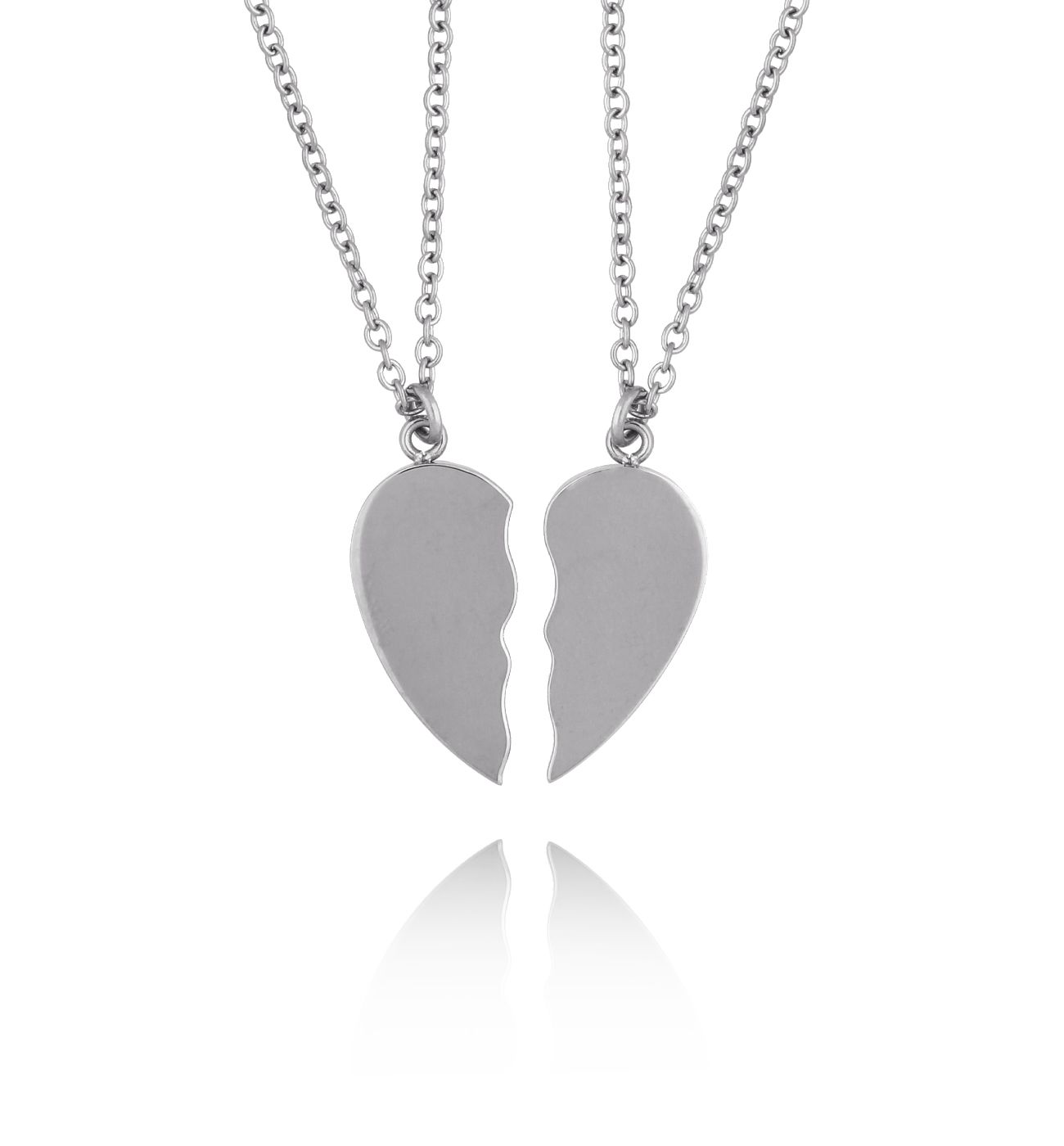 Zestaw naszyjników z sercami srebrnymi Friends Forever - By Dziubeka