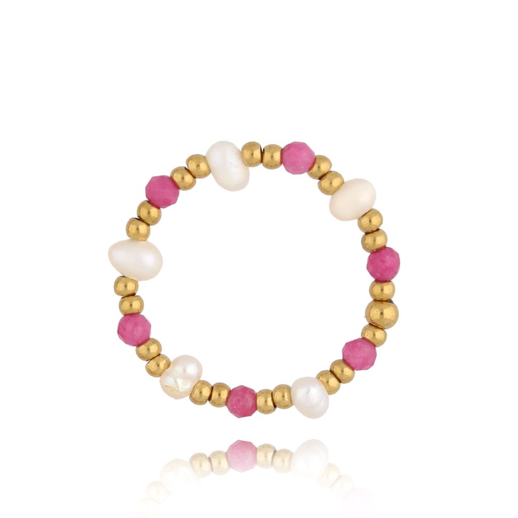 Pierścionek z perełkami i jadeitami Aguililla PSC0443