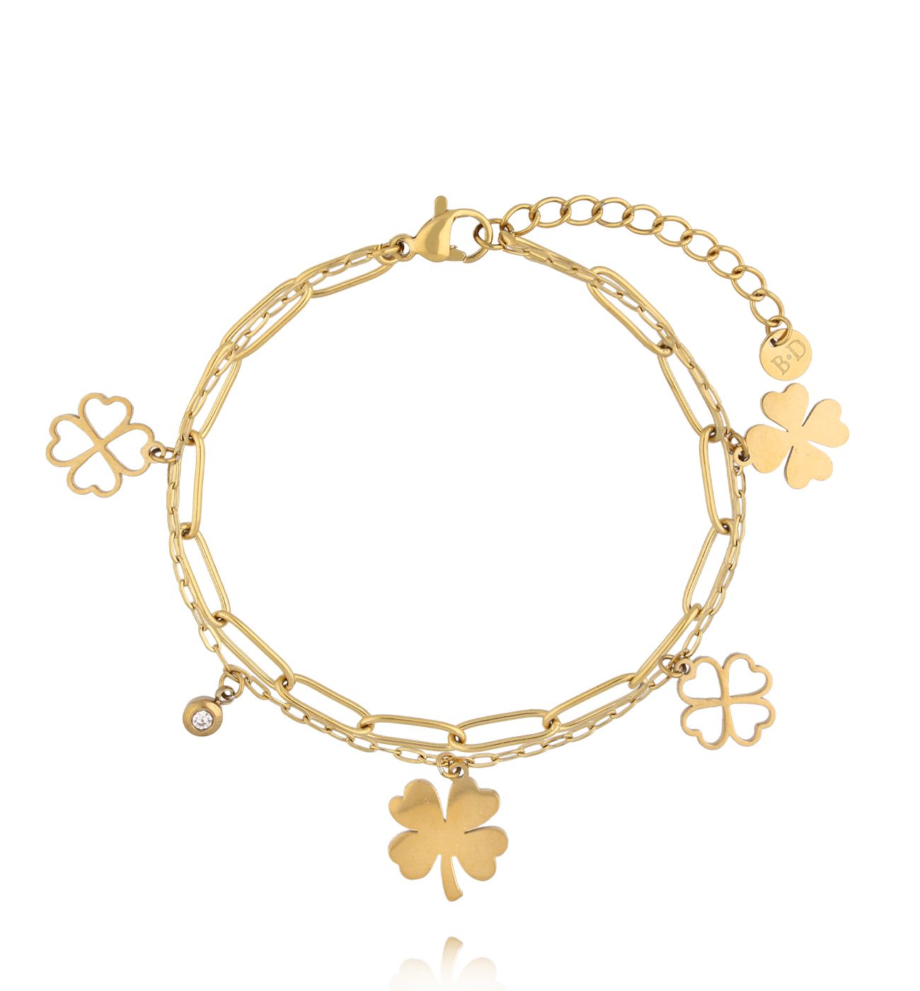 Bransoletka złota z koniczynkami BEA0075