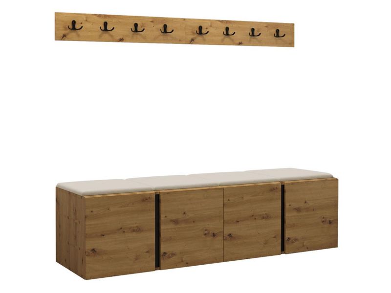 Garderoba MIRJAN 24 Orion VII dąb artisan/czarny + beżowy 1 kpl.