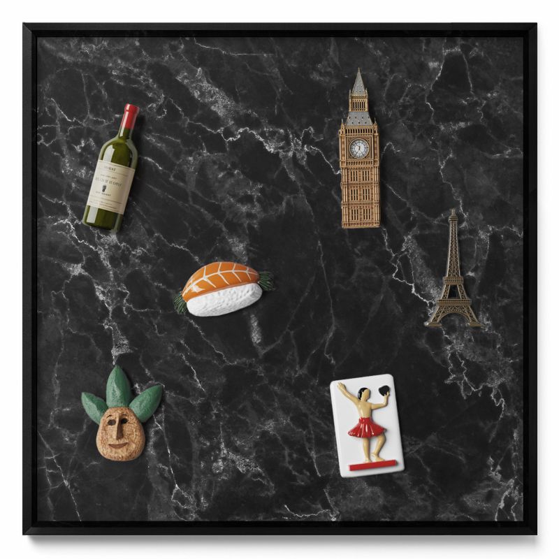 Tablica na notatki Tulup 50x50 cm Elegancki czarny marmur w czarnej ramie 1 szt.