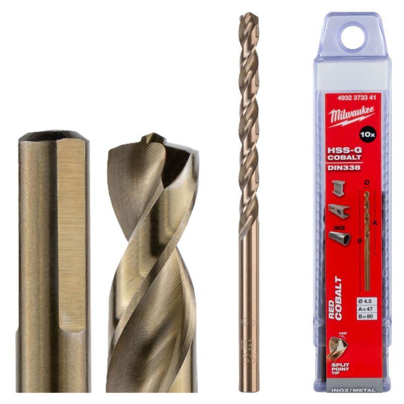 Wiertła do metalu Milwaukee HSS-G Cobalt Szlifowane 4,5 mm 10szt