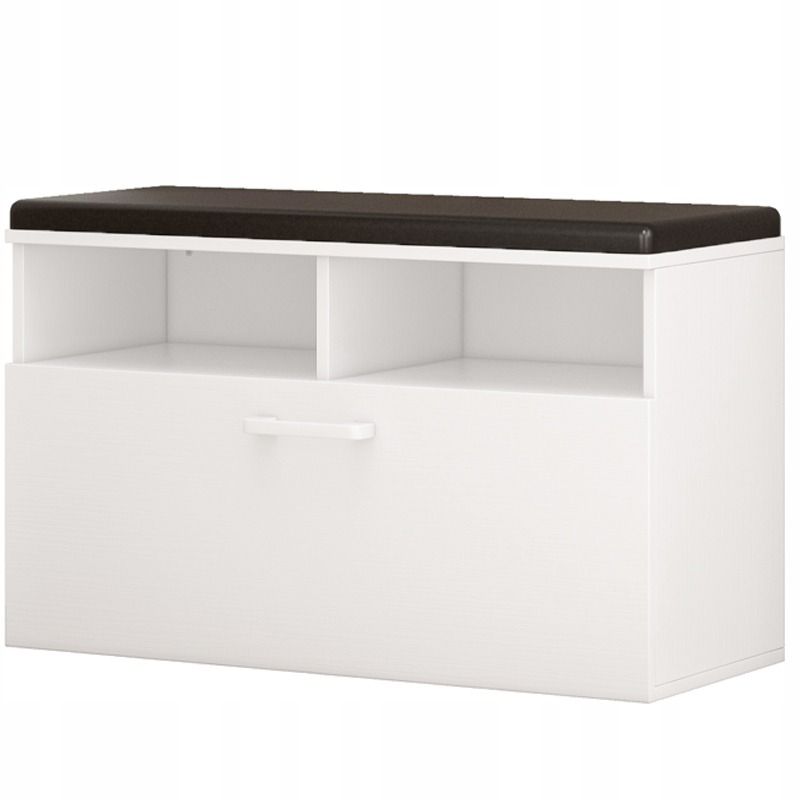 Szafka na buty biała z siedziskiem I schowkiem przedpokój 6 półek otwierana 1szt