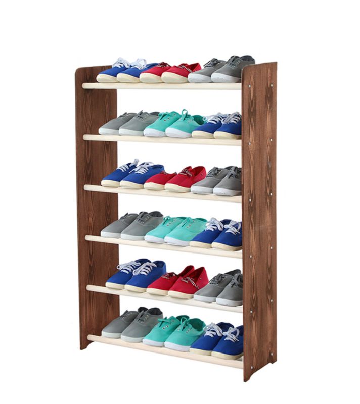 Regał na buty MODO24 drewniany 7 półek szerokość 65 cm brąz-biel 1 szt.